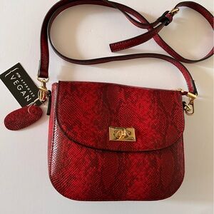 Mellow World CASSIDI Red Snakeskin Print Crossbody Bag Vegan